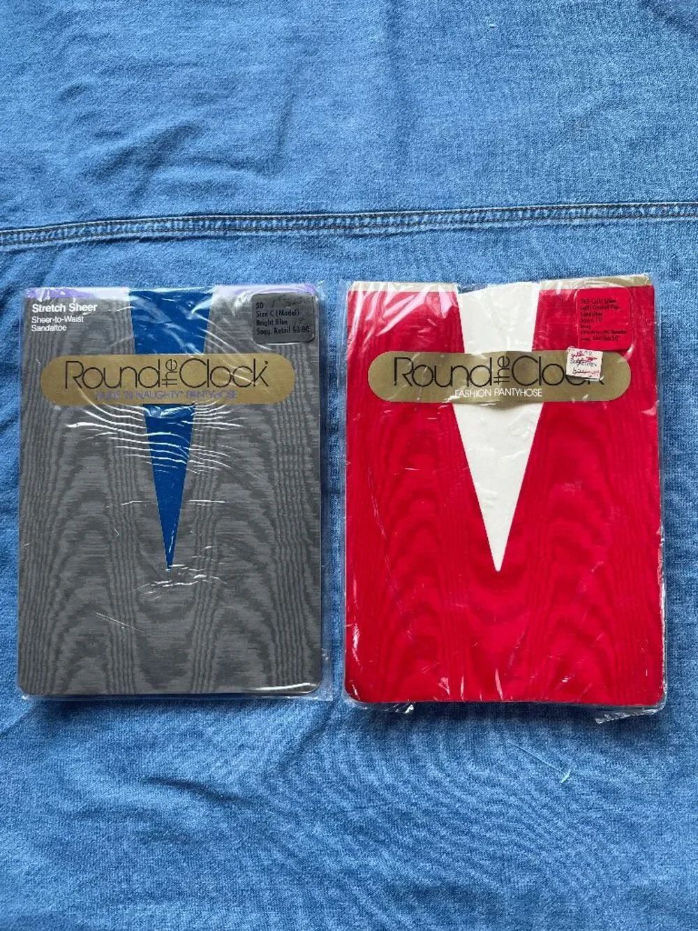 VTG Round the Clock Floral Tights Lot 2 Blue Calla Lily Balletcore Coquette